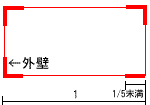 壁の配置（外壁の一面に壁が1/5未満）